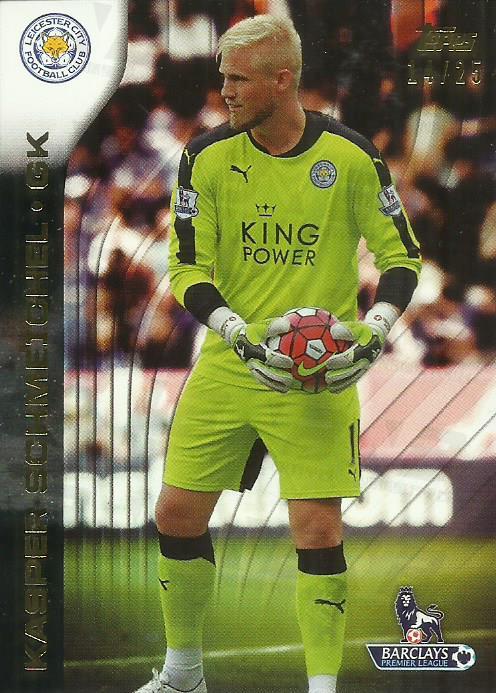 2015-2016topps英超gold系列基础卡-46-莱斯特城-卡斯帕·舒梅切尔黑