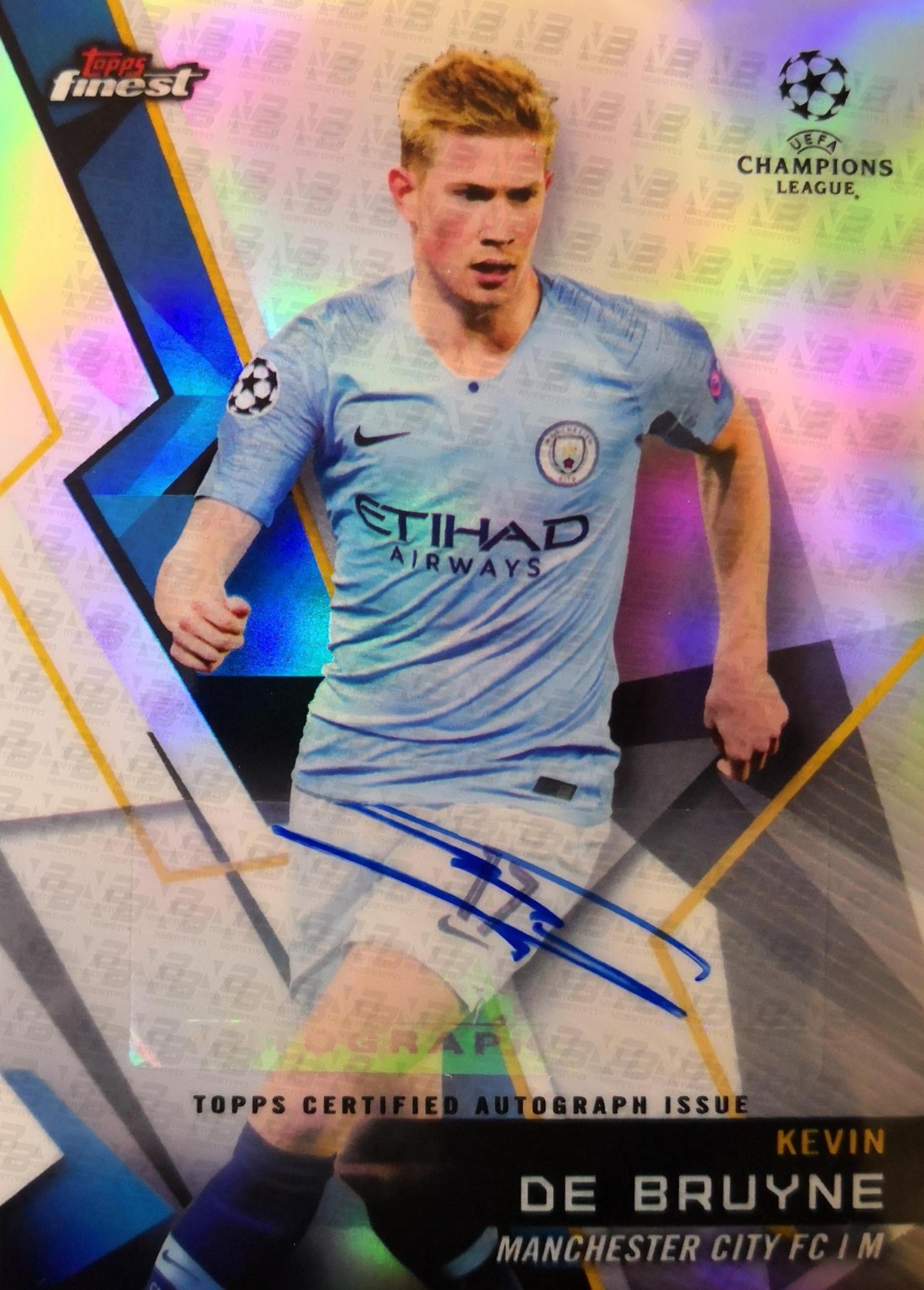 2018-19topps欧冠finest系列单人签字卡-25-曼城-凯文·德布劳内普通